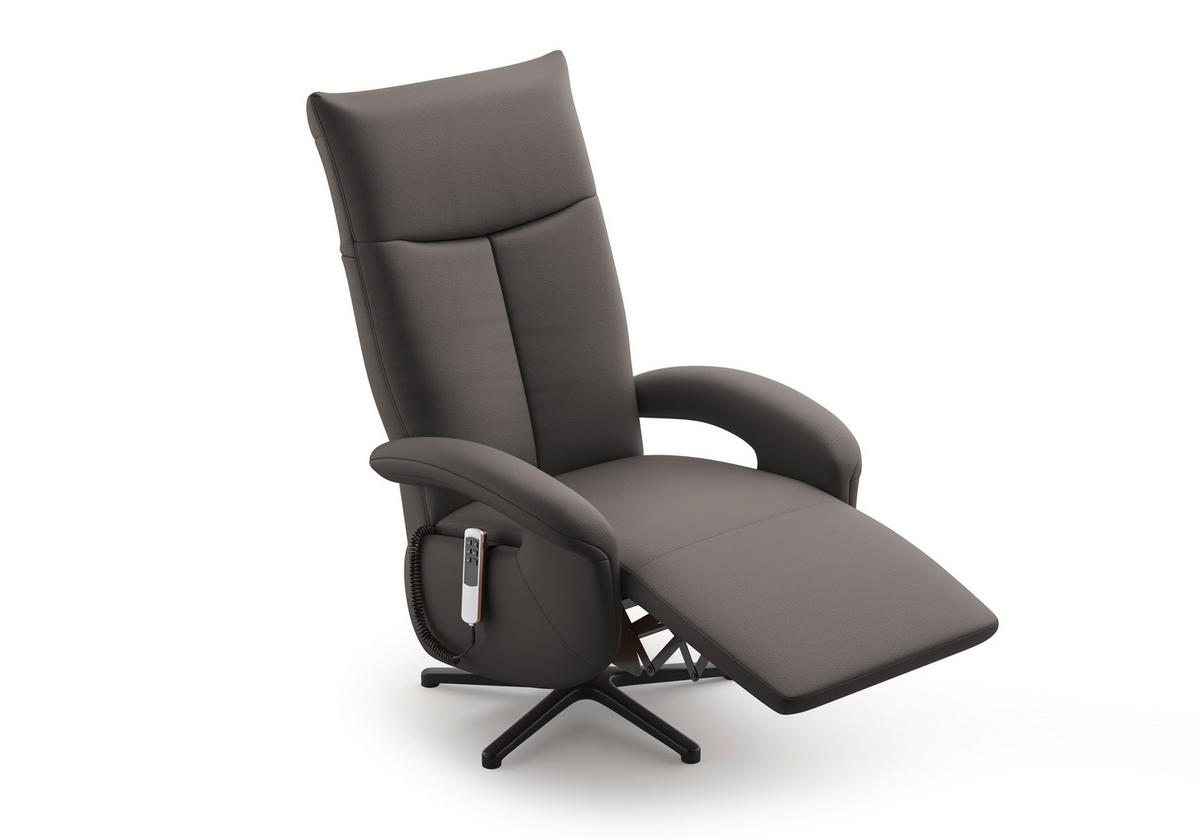SESSEL in Echtleder Mokka  - Schwarz/Mokka, KONVENTIONELL, Leder/Metall (74/112/82cm) - Sit & More