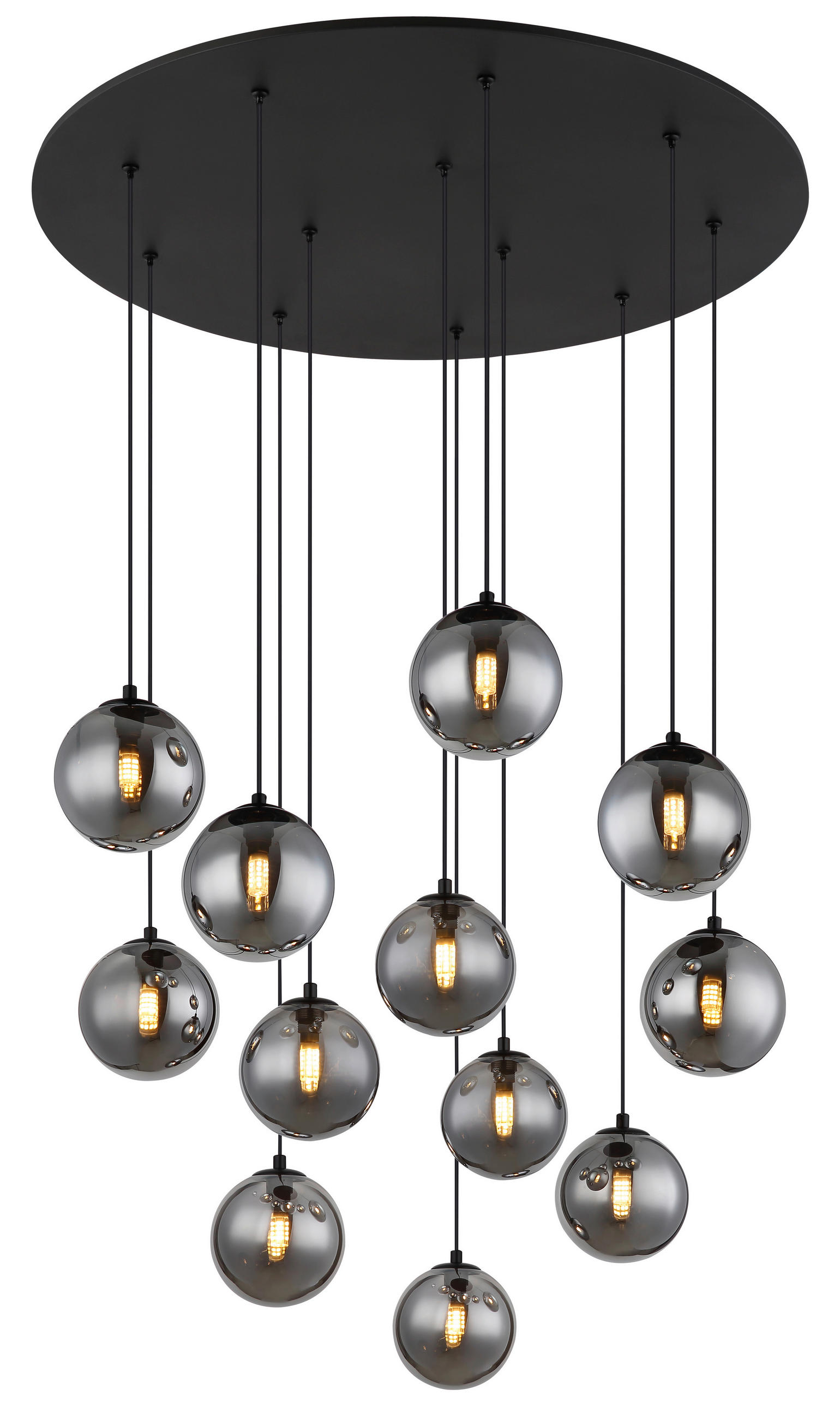 LED-HÄNGELEUCHTE 75/120 cm  - Schwarz, Design, Glas/Kunststoff (75/120cm) - Globo