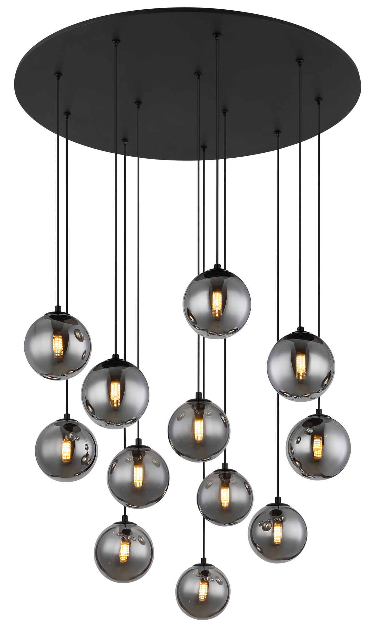 LED-HÄNGELEUCHTE 75/120 cm    - Schwarz, Design, Glas/Kunststoff (75/120cm) - Globo