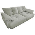 BIGSOFA Webstoff Hellgrau  - Hellgrau/Schwarz, KONVENTIONELL, Kunststoff/Textil (243/90,5/130cm) - Ambia Home