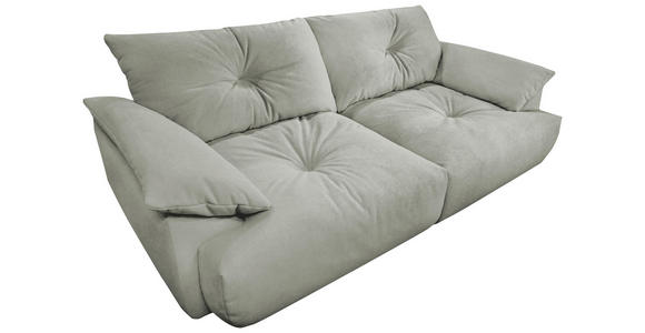 BIGSOFA Webstoff Hellgrau  - Hellgrau/Schwarz, KONVENTIONELL, Kunststoff/Textil (243/90,5/130cm) - Ambia Home