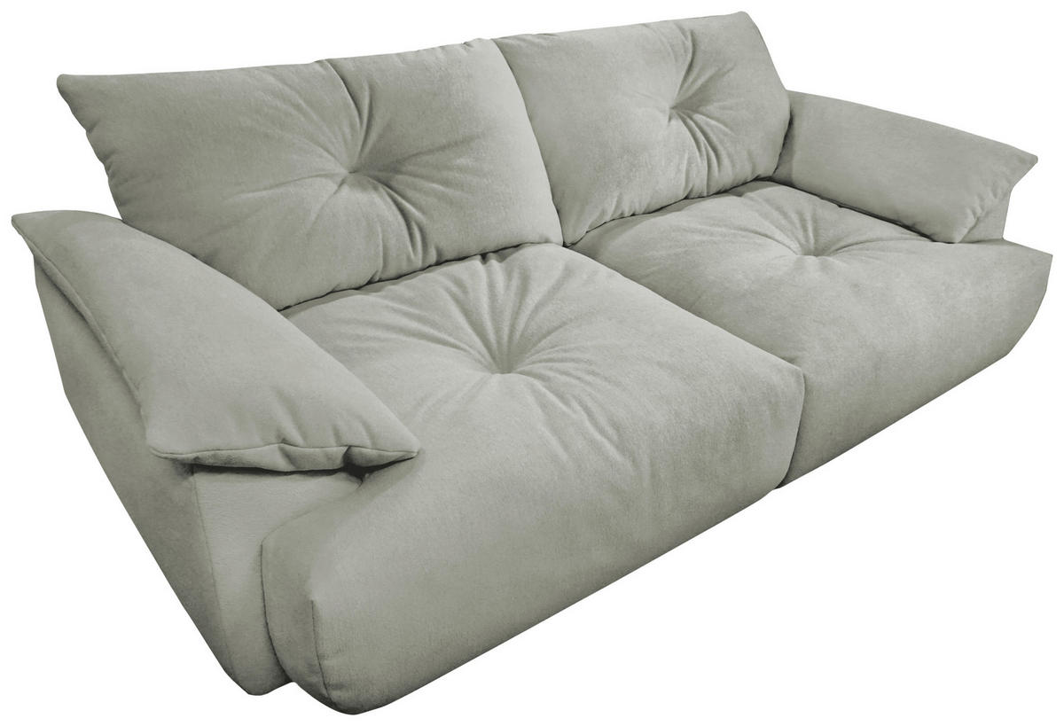 BIGSOFA Webstoff Hellgrau  - Hellgrau/Schwarz, KONVENTIONELL, Kunststoff/Textil (243/90,5/130cm) - Ambia Home