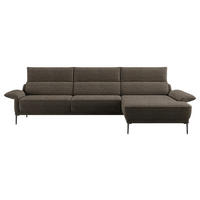 ECKSOFA in Bouclé Taupe  - Taupe/Schwarz, Design, Textil/Metall (330/186cm) - Johann Jakob
