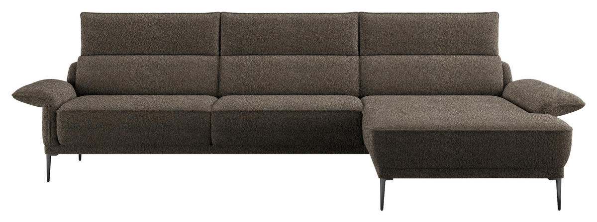 ECKSOFA in Bouclé Taupe  - Taupe/Schwarz, Design, Textil/Metall (330/186cm) - Johann Jakob