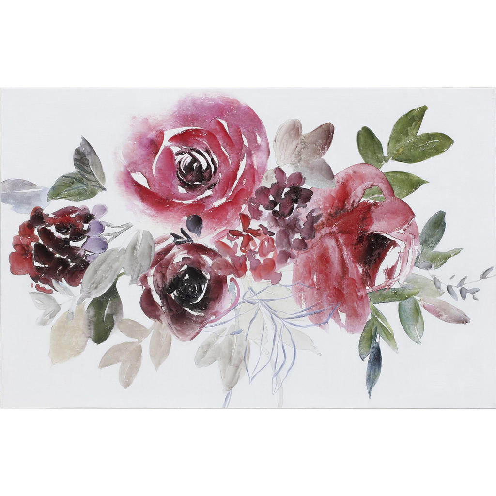 Monee TIŠTĚNÉ OBRAZY NA PLÁTNĚ, květiny, 85/55 cm - šedá,zelená,červená - borovice