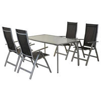 GARTENSET 5-teilig Aluminium 5-teilig  - Silberfarben/Schwarz, MODERN, Textil/Metall - Gardenson