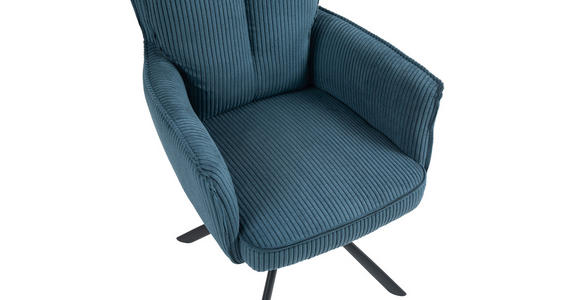 ARMLEHNSTUHL in Eisen Cord - Blau/Schwarz, Design, Textil/Metall (62/95/67cm) - Novel