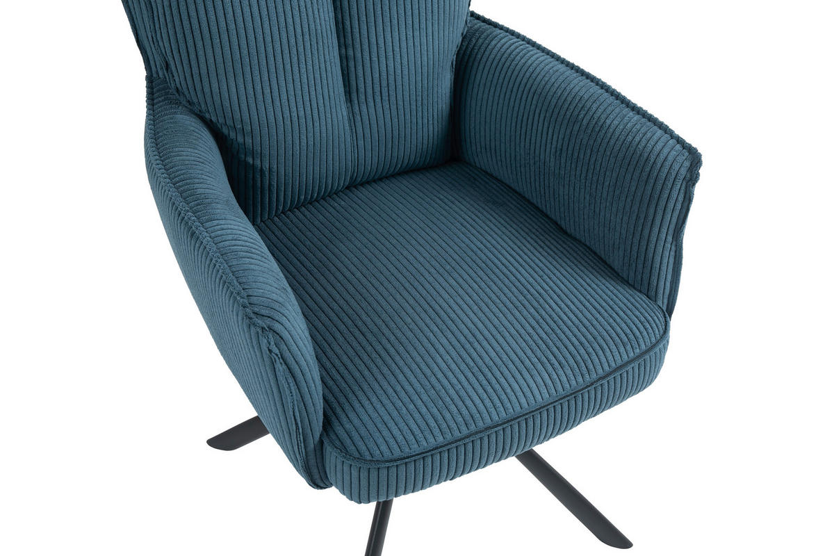 ARMLEHNSTUHL  in Eisen Cord  - Blau/Schwarz, Design, Textil/Metall (62/95/67cm) - Novel