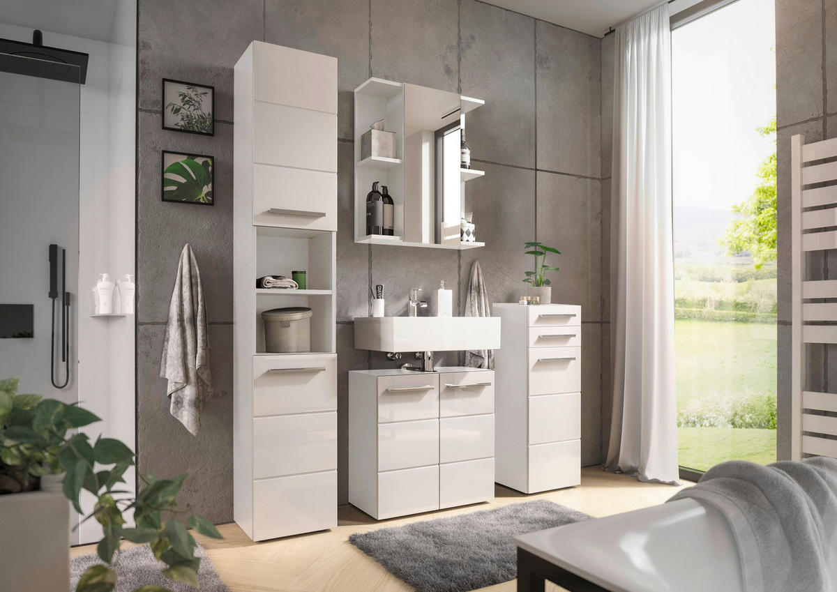 HIGHBOARD  in 34/104/31 cm  - Weiss Hochglanz/Chromfarben, Modern, Holzwerkstoff/Kunststoff (34/104/31cm) - MID.YOU