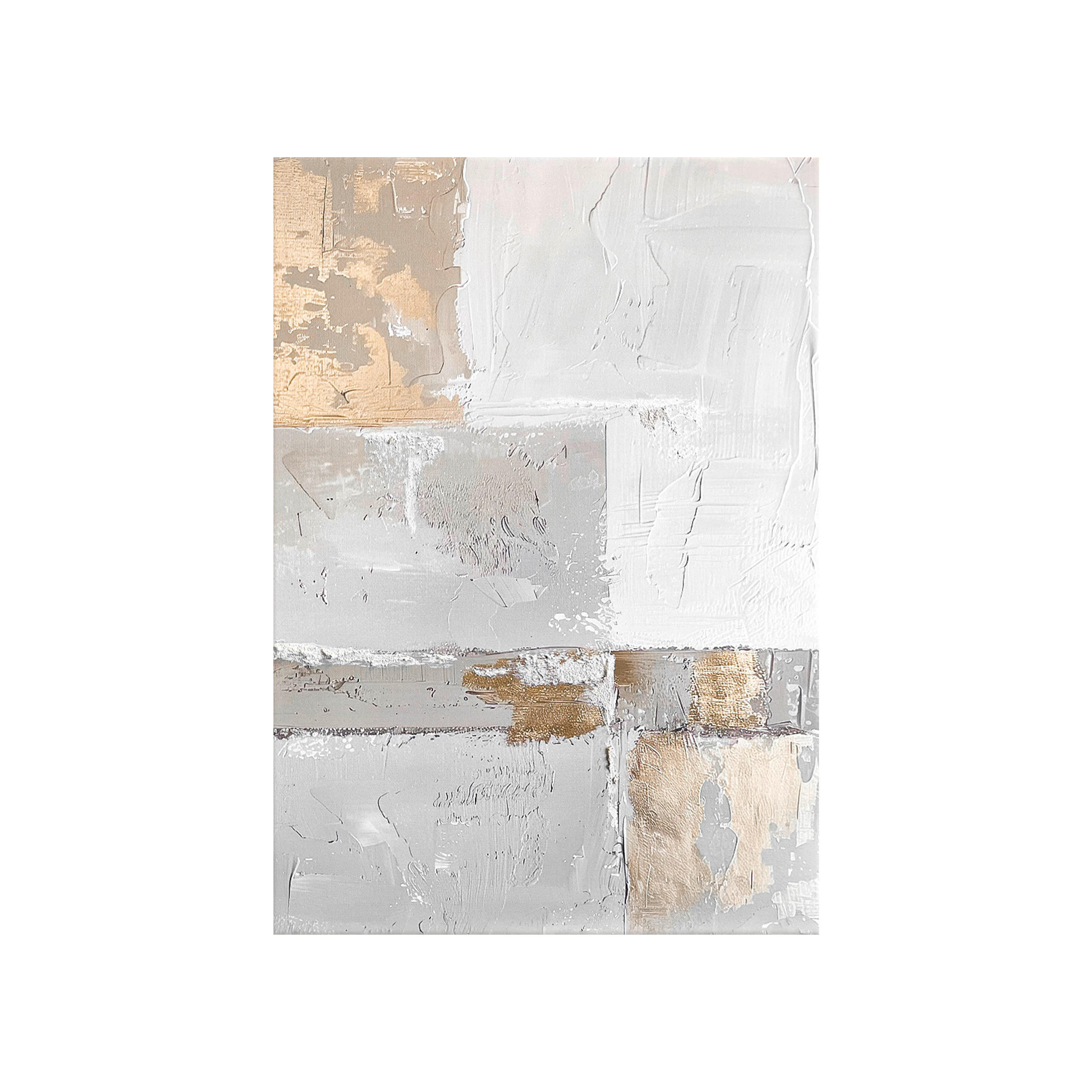OBRAZ NA PLÁTNĚ, abstraktní, 70/100 cm  - šedá/bílá, Design, kompozitní dřevo/textil (70/100cm) - Monee