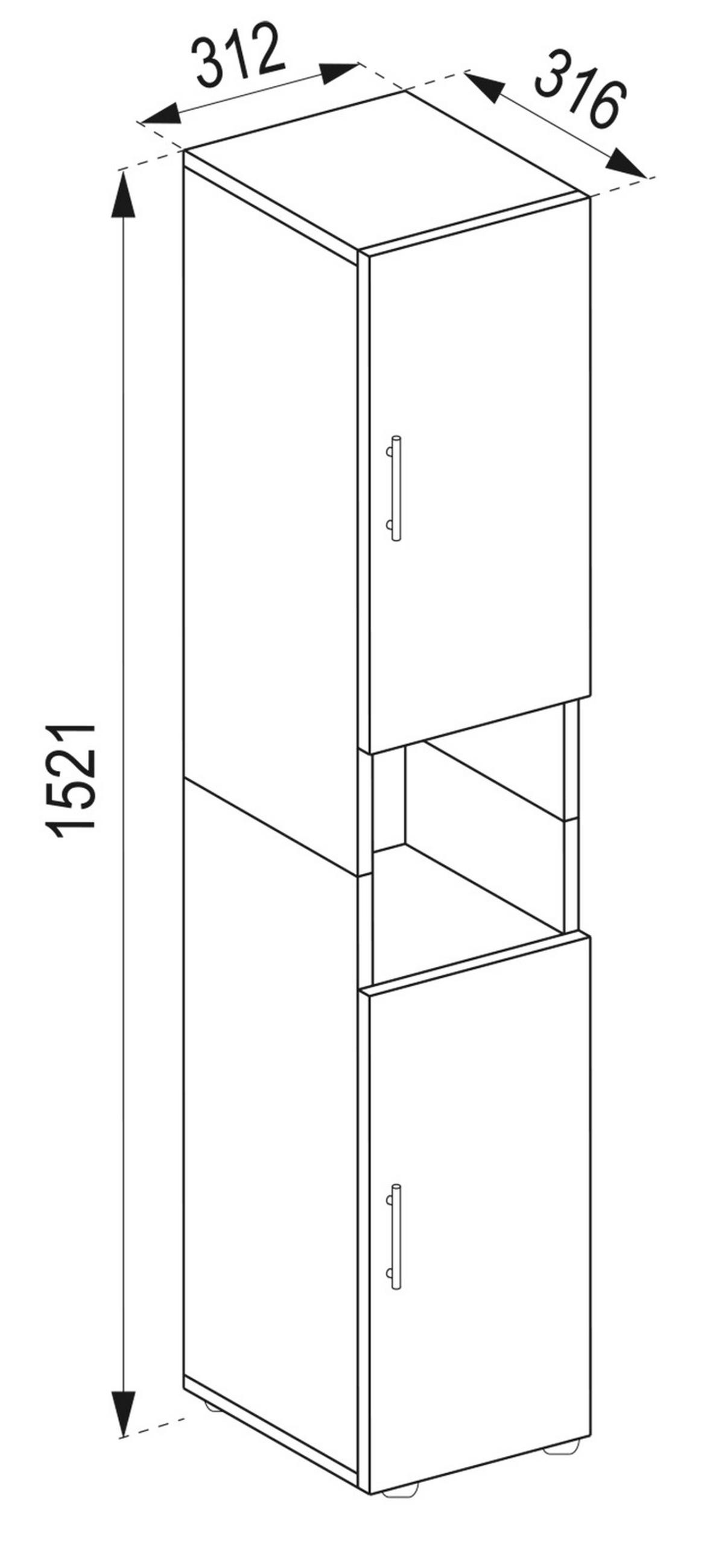 HOCHSCHRANK 31/160/30 cm  - Honigeiche/Anthrazit, Modern, Holzwerkstoff/Kunststoff (31/160/30cm) - MID.YOU
