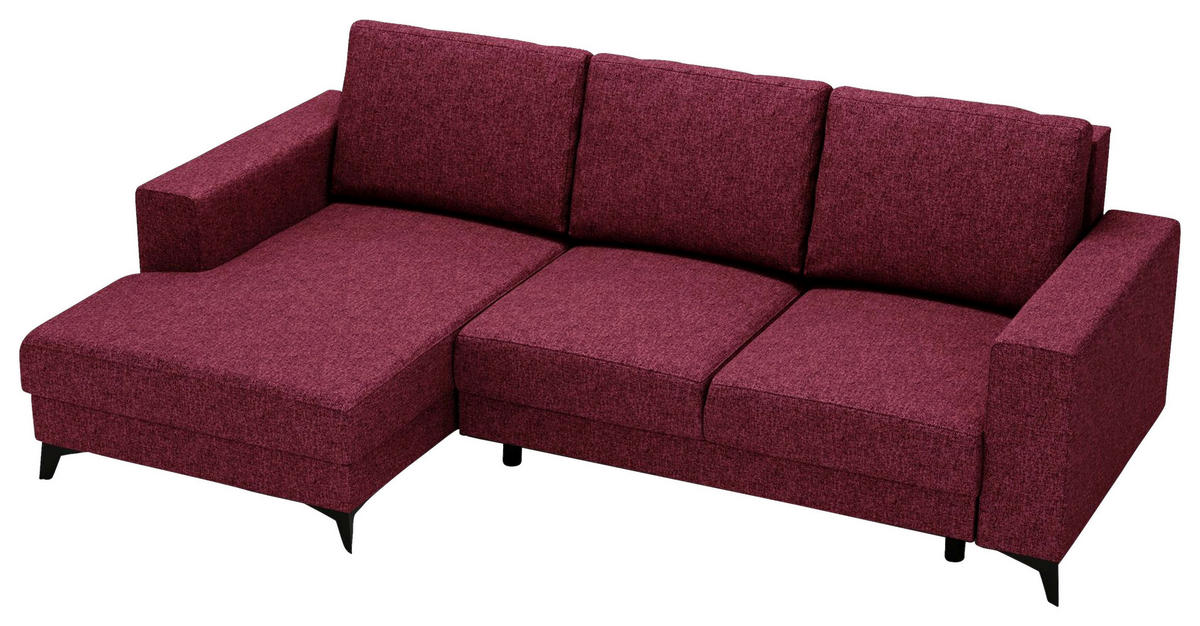 ECKSOFA in Flachgewebe Rot  - Rot/Schwarz, Design, Textil/Metall (156/244cm) - Livetastic