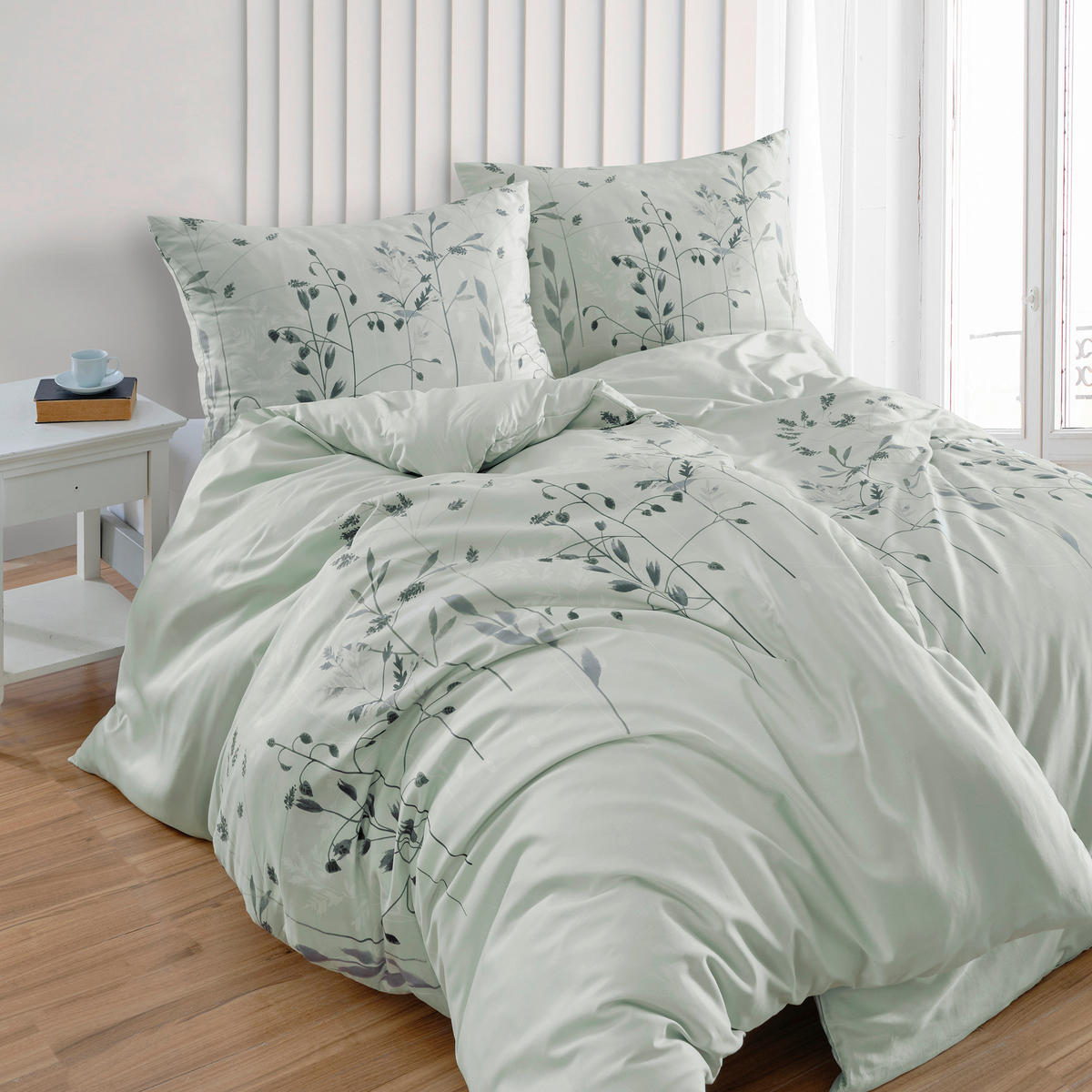 BETTWÄSCHE 4-teilig Satin 140/200 cm  - Salbeigrün, Design, Textil (140/200cm) - Florella