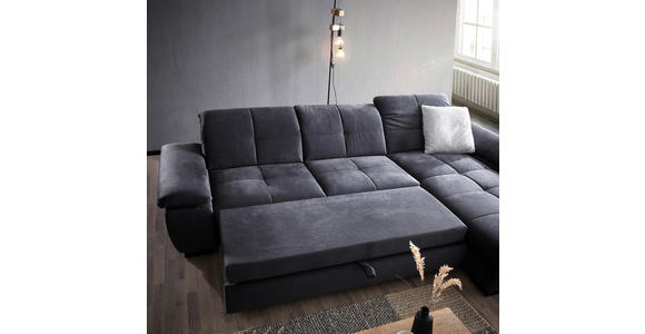 ECKSOFA Grau Velours  - Schwarz/Grau, Design, Textil (297/204cm) - Xora