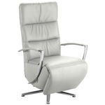 RELAXSESSEL in Leder Silberfarben  - Chromfarben/Silberfarben, Design, Leder/Metall (64/112/80cm) - Cantus
