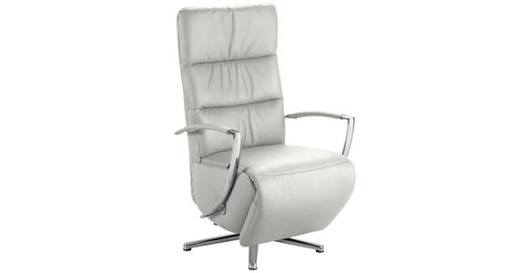 RELAXSESSEL in Leder Silberfarben - Chromfarben/Silberfarben, Design, Leder/Metall (64/112/80cm) - Cantus