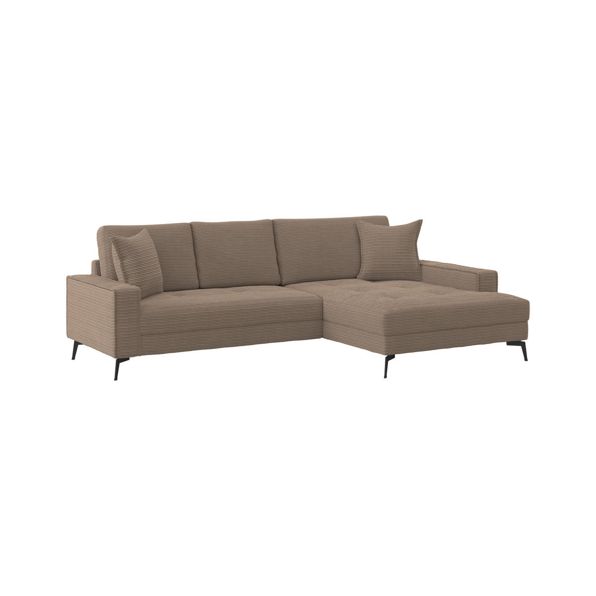 ECKSOFA ZERO Braun Cord Zierkissen, Rückenkissen  - Schwarz/Braun, Trend, Textil/Metall (286/173cm) - Livetastic