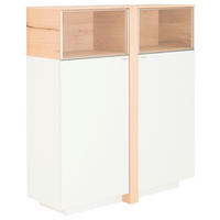 HIGHBOARD  in 128/146/43 cm  - Edelstahlfarben/Eichefarben, Design, Glas/Holz (128/146/43cm) - Venjakob
