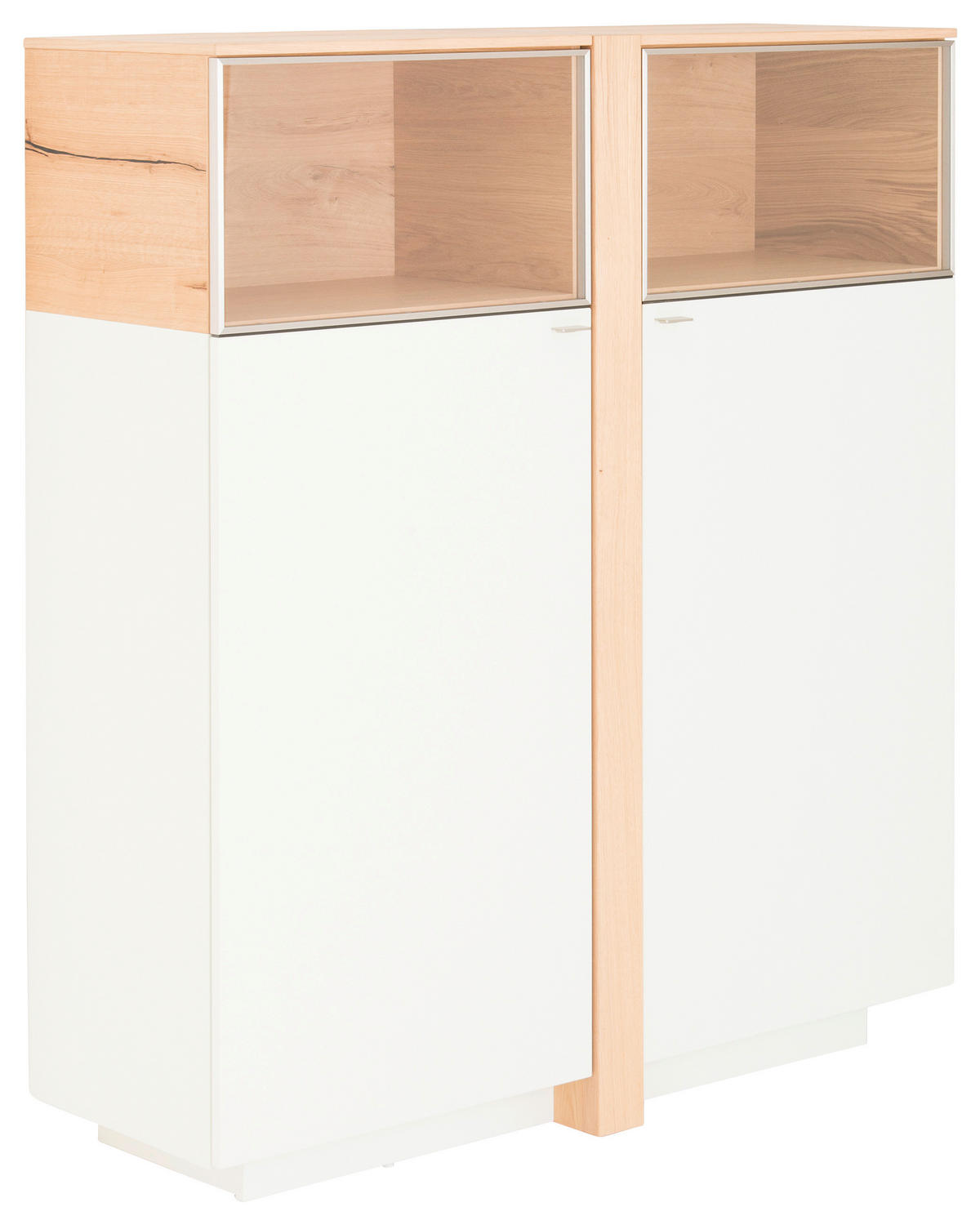 HIGHBOARD  in 128/146/43 cm  - Edelstahlfarben/Eichefarben, Design, Glas/Holz (128/146/43cm) - Venjakob