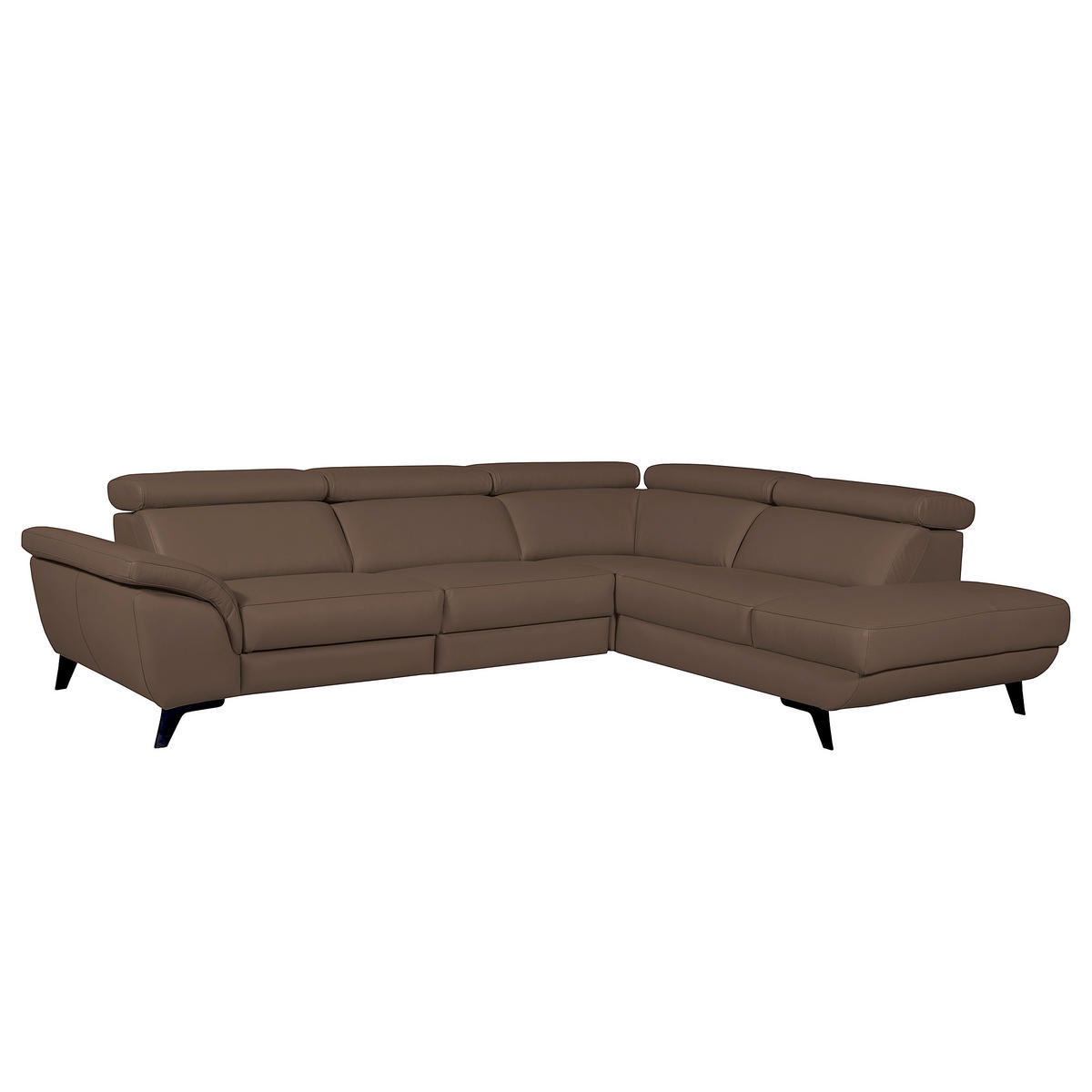 ECKSOFA DALLAS in Echtleder Dunkelbraun  228/283 cm  - Dunkelbraun/Schwarz, Design, Leder/Metall (228/283cm) - Livetastic