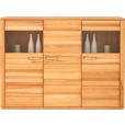 HIGHBOARD  in 179/131/38 cm  - Edelstahlfarben/Buchefarben, KONVENTIONELL, Glas/Holz (179/131/38cm) - Novel