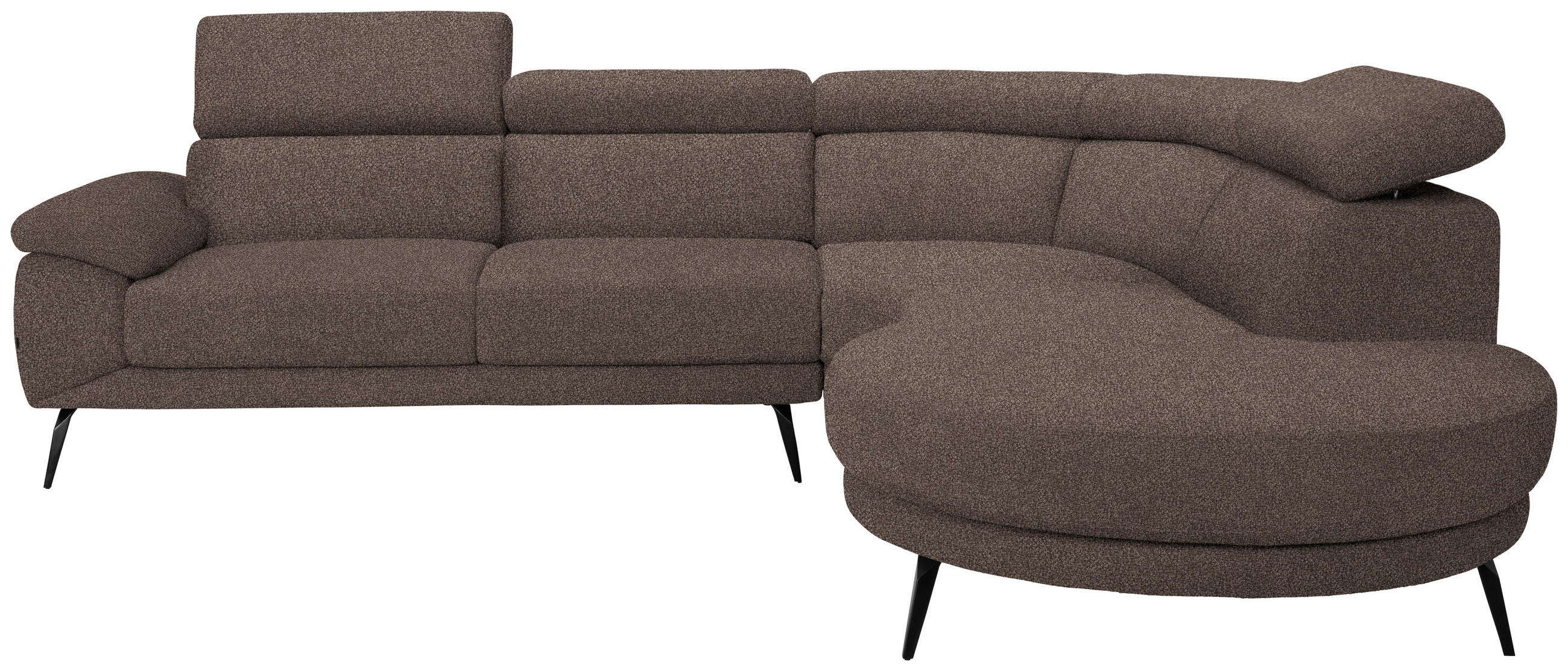 ECKSOFA Braun Velours  - Schwarz/Braun, Design, Textil/Metall (299/264cm) - Novel