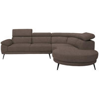 ECKSOFA in Velours Braun  299/264 cm  - Schwarz/Braun, Design, Textil/Metall (299/264cm) - Novel