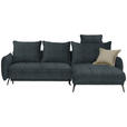 ECKSOFA in Flachgewebe Blau, Grün  - Blau/Schwarz, Design, Textil/Metall (273/180cm) - Hom`in