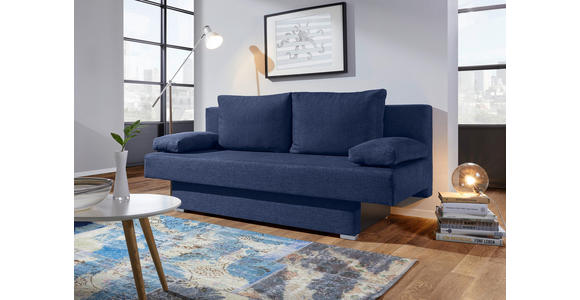 SCHLAFSOFA Webstoff Dunkelblau  - Alufarben/Dunkelblau, Design, Kunststoff/Textil (190/74-86/80cm) - Carryhome