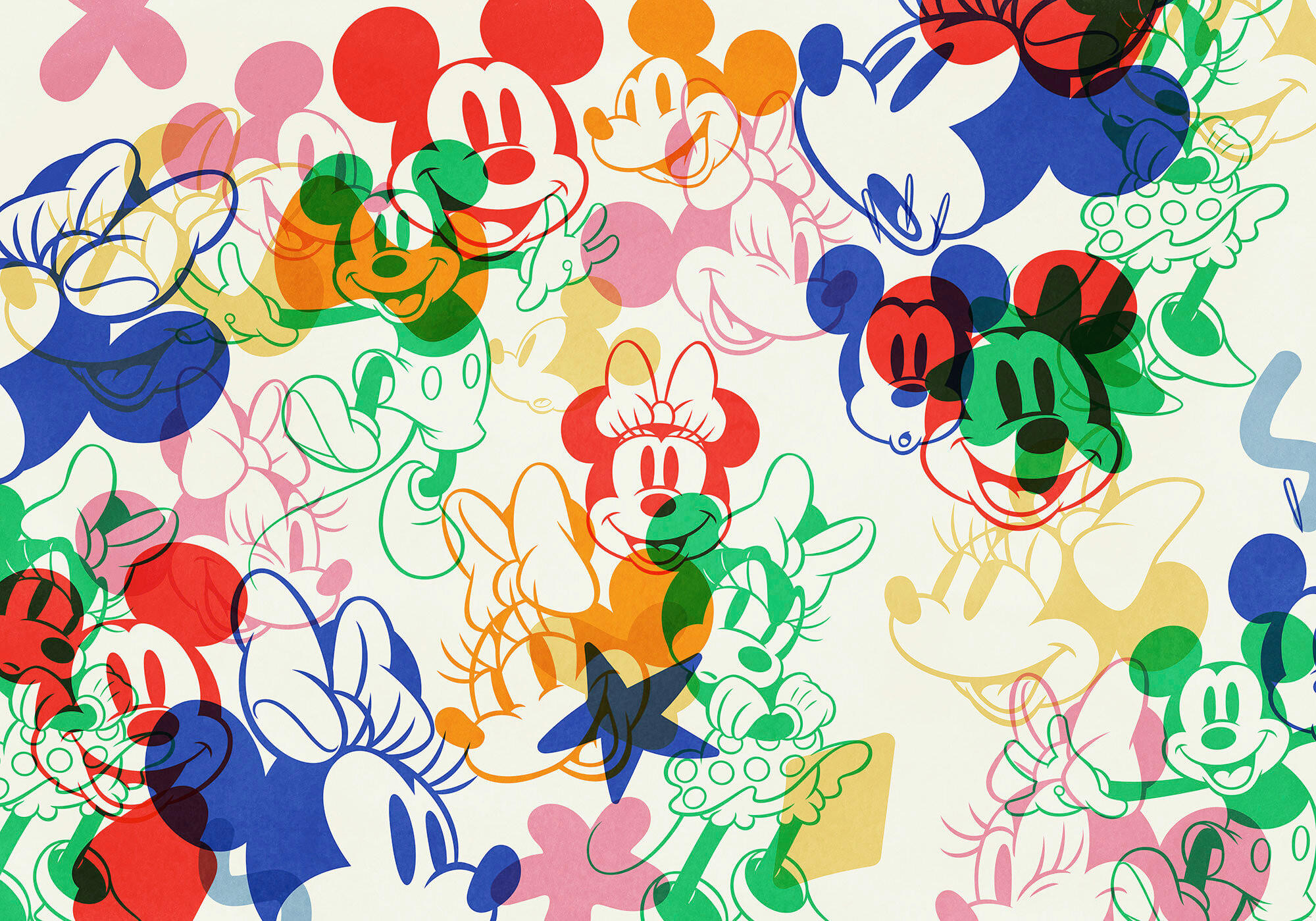 FOTOTAPETE MICKEY AND MINNIE MIXTURE  - Naturfarben, Design, Textil (400/250cm) - Disney