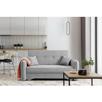 SCHLAFSOFA Chenille Hellgrau  - Silberfarben/Hellgrau, Design, Kunststoff/Textil (155/105/75cm) - MID.YOU