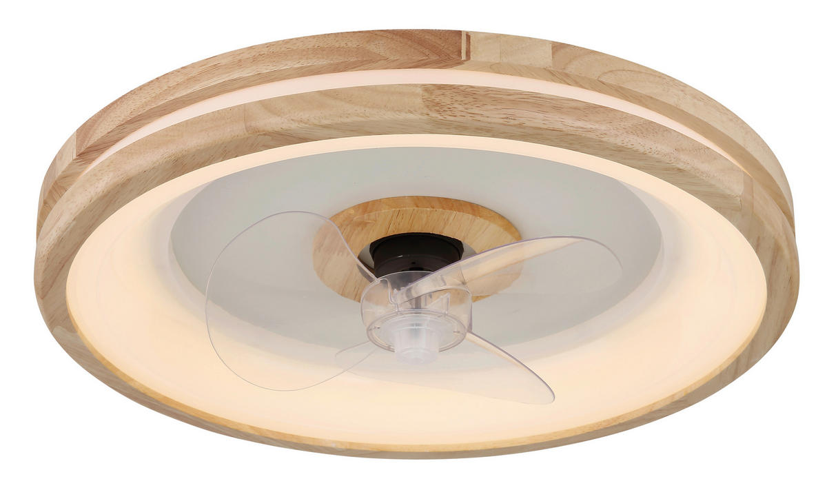 DECKENVENTILATOR - Transparent/Dunkelbraun, Natur, Kunststoff/Metall (50/12,5cm) - Globo