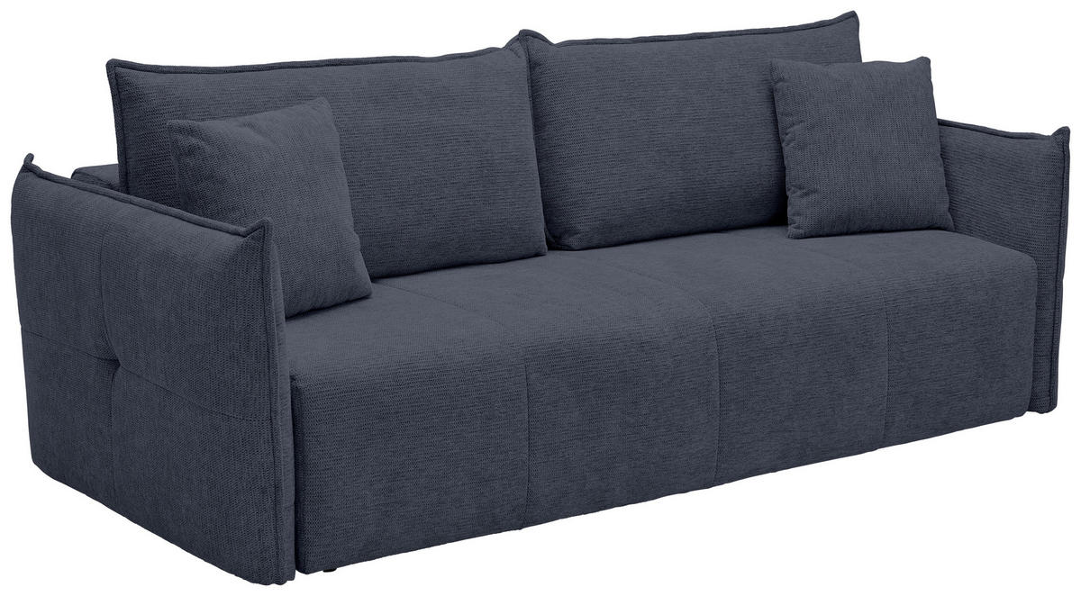 SCHLAFSOFA  mit Stoffauswahl, Liegefunktion, Rücken echt Webstoff Dunkelblau  - Schwarz/Dunkelblau, KONVENTIONELL, Kunststoff/Textil (224/90/107cm) - Carryhome