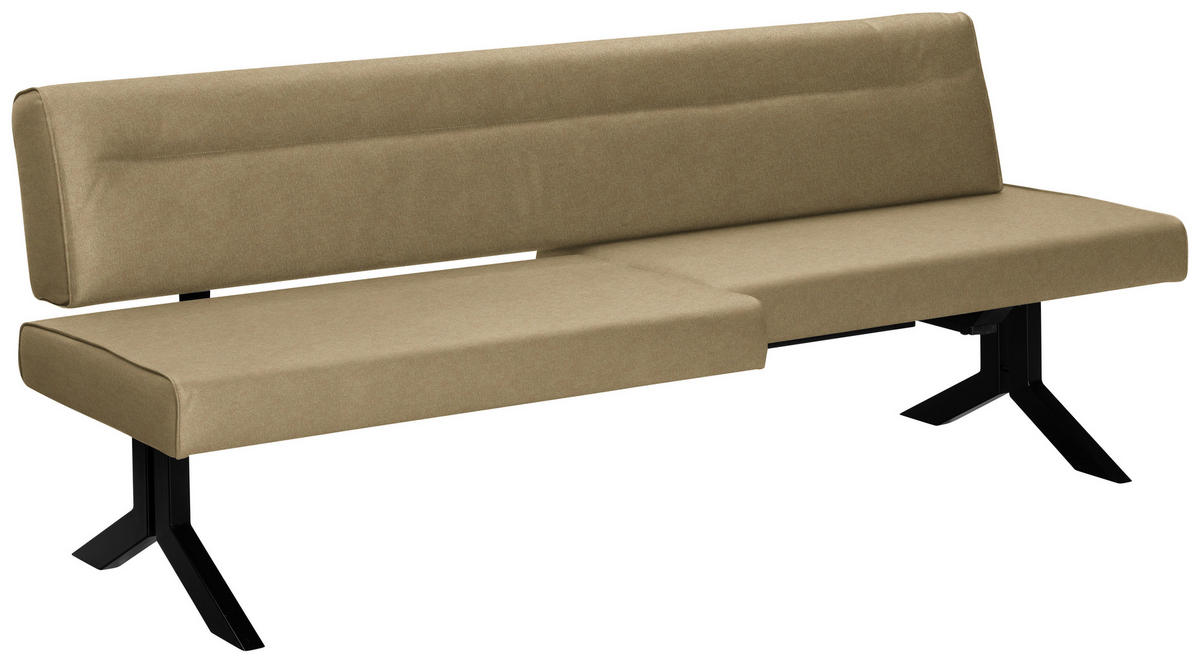 SITZBANK in Metall, Textil Olivgrün  - Schwarz/Olivgrün, Konventionell, Textil/Metall (220/87/70-86cm) - Moderano