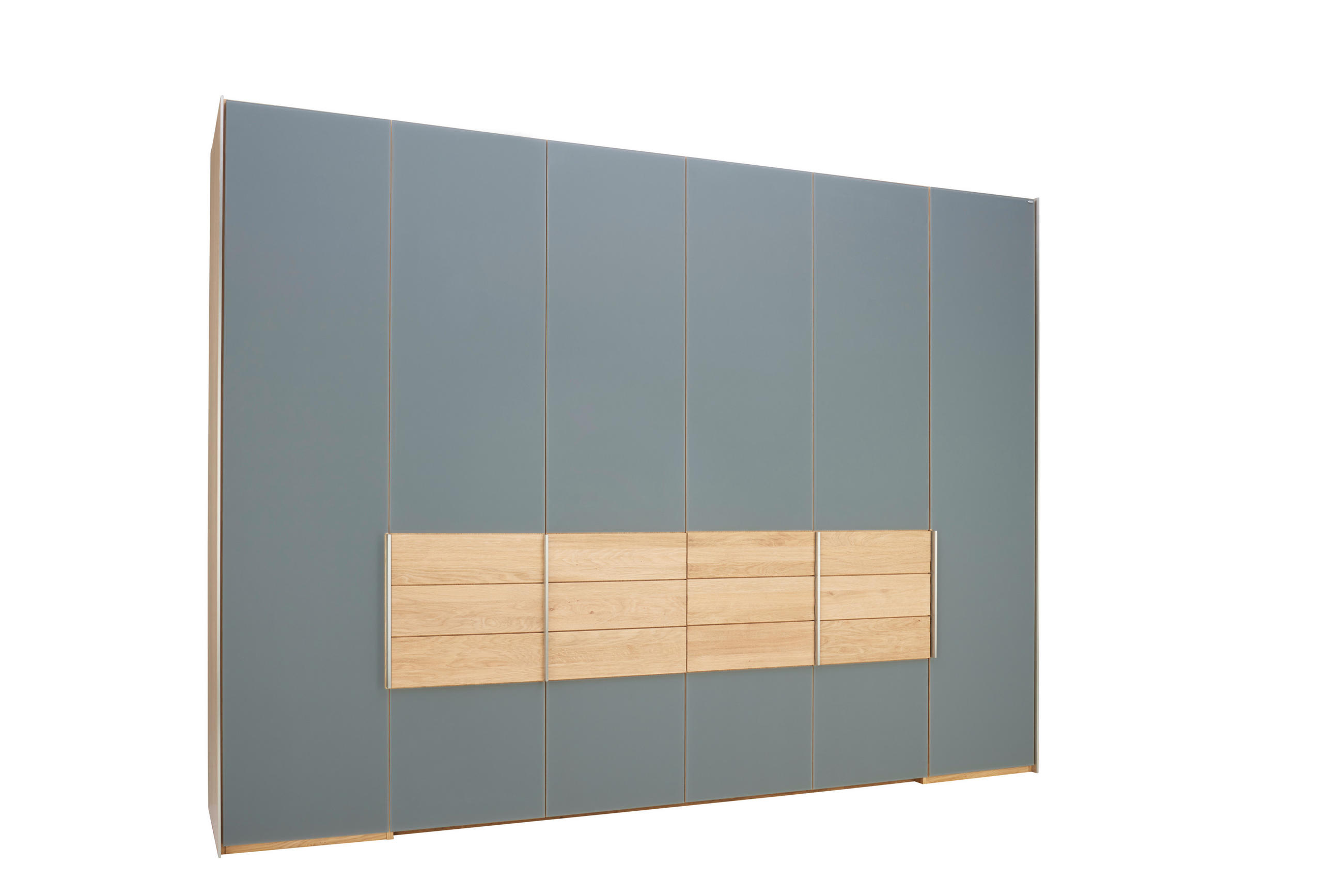 FALTTÜRENSCHRANK 302/226/63 cm 6-türig Grau, Wildeiche  - Wildeiche/Silberfarben, Natur, Glas/Holz (302/226/63cm) - Voglauer