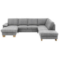 WOHNLANDSCHAFT in Velours Hellgrau  - Eichefarben/Hellgrau, KONVENTIONELL, Holz/Textil (167/316/235cm) - Beldomo System