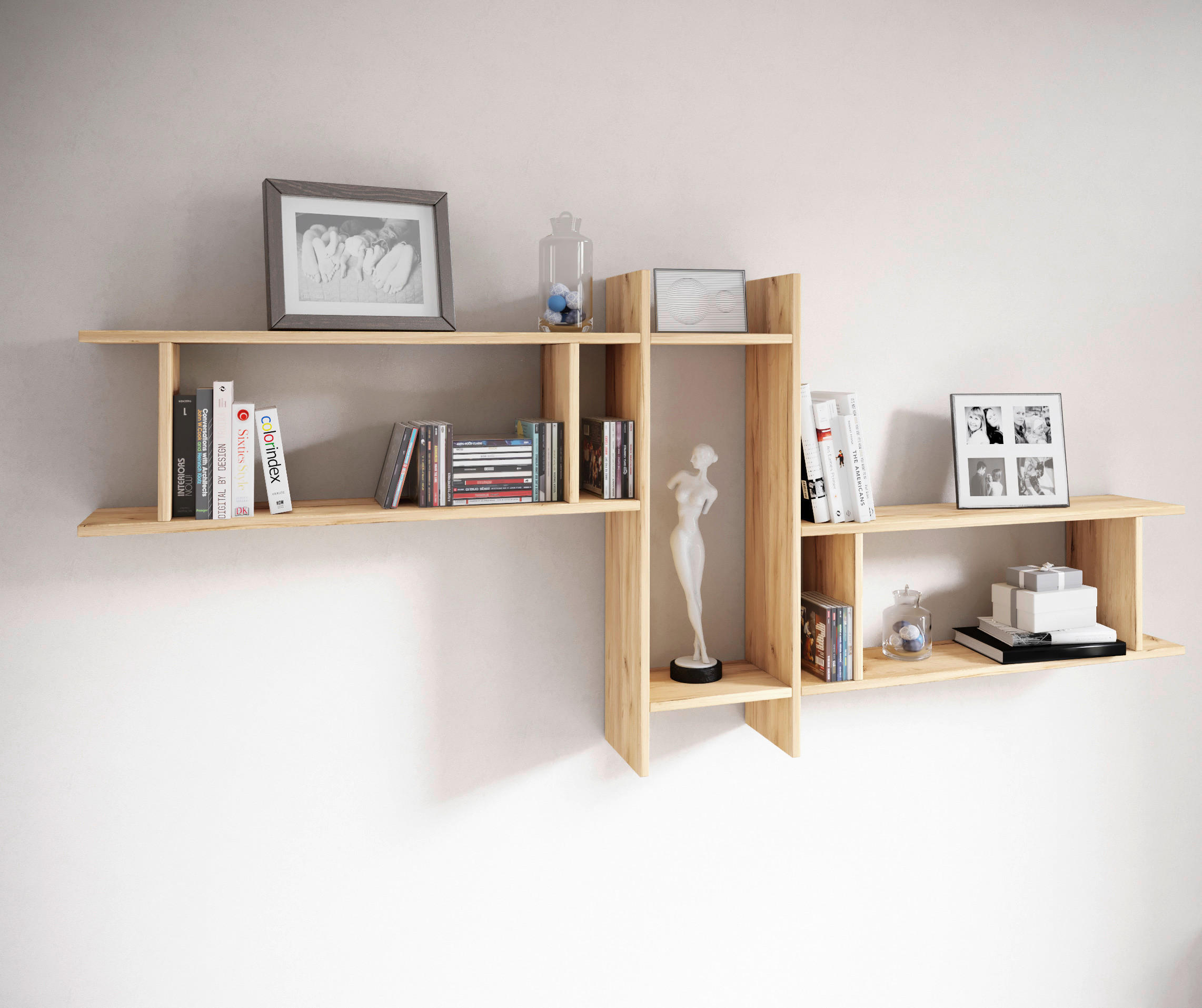 WANDREGALSET 3-teilig Honigeiche  - Honigeiche, Design, Holzwerkstoff (21/152/14cm) - MID.YOU