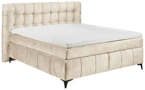 BOXSPRINGBETT 180/200 cm  in Creme  - Creme/Schwarz, KONVENTIONELL, Kunststoff/Textil (180/200cm) - Modante