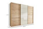 SCHWEBETÜRENSCHRANK 250/217/67 cm 3-türig  - Champagner/Buchefarben, Natur, Glas/Holz (250/217/67cm) - Linea Natura