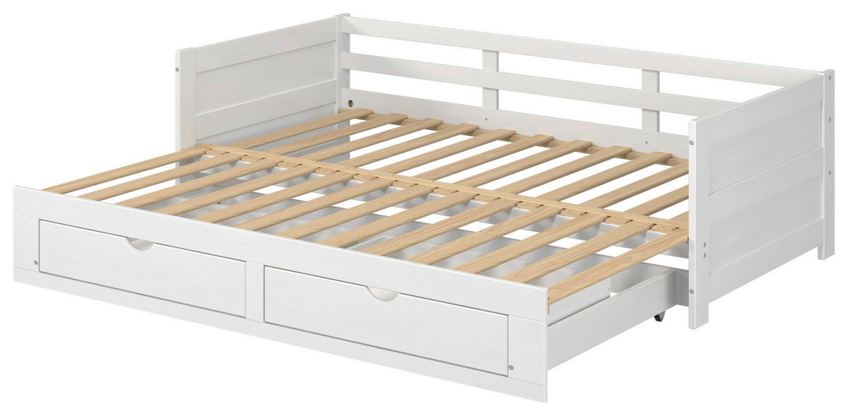 AUSZIEHBETT 200/100 cm Weiss  - Weiss/Naturfarben, Modern, Holz/Holzwerkstoff (200/100cm) - MID.YOU