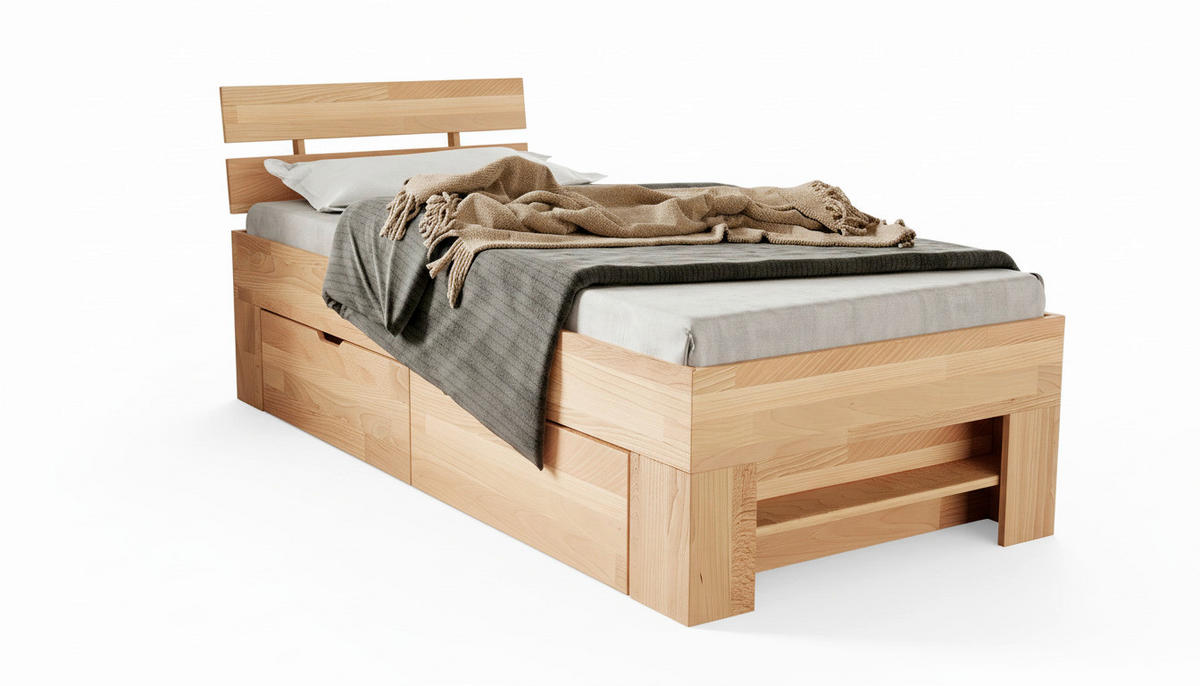STAURAUMBETT 90/200 cm  in Kernbuche  - Kernbuche, Natur, Holz (90/200cm) - Livetastic
