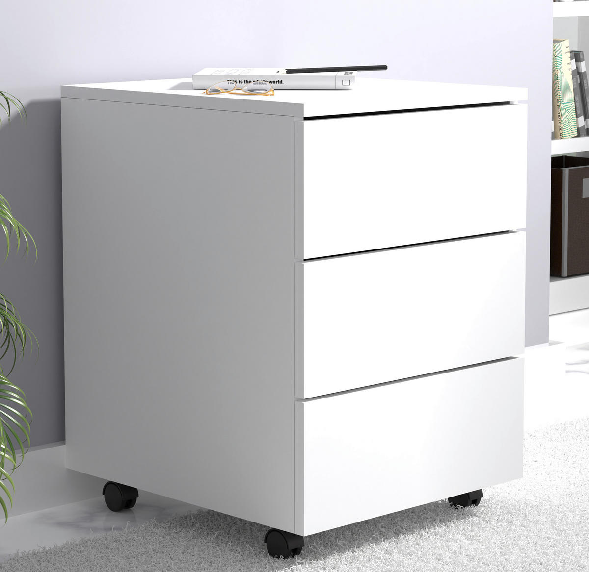 ROLLCONTAINER Weiß  - Weiß, MODERN, Holzwerkstoff/Kunststoff (39/55/45cm) - MID.YOU