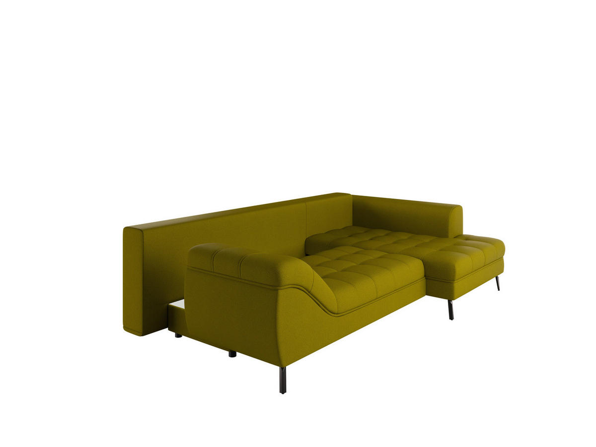 ECKSOFA in Webstoff Limette  - Limette/Schwarz, Modern, Textil/Metall (279/177cm) - Stylife