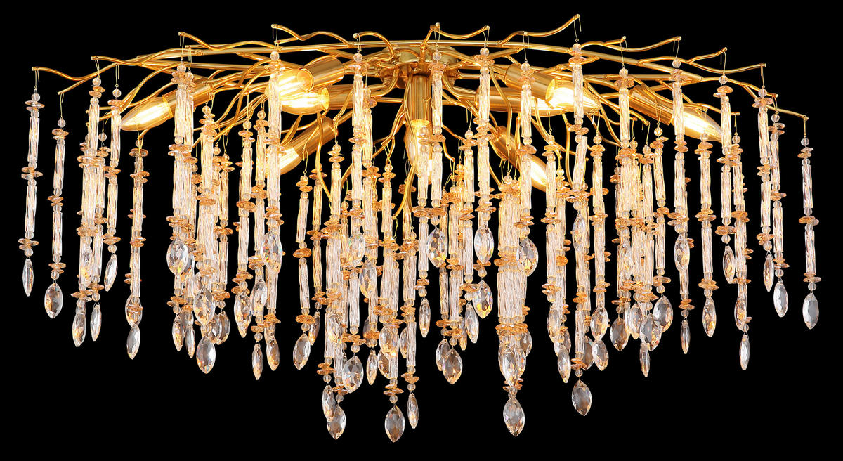 DECKENLEUCHTE    100/55/48 cm  - Klar/Goldfarben, KONVENTIONELL, Glas/Metall (100/55/48cm) - Globo