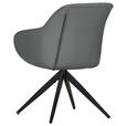 ARMLEHNSTUHL  Typenauswahl, Sitzfläche 360° drehbar, automatische Rückholfunktion  Echtleder  - Schwarz/Grau, Design, Leder/Metall (60/83/65cm) - Landscape