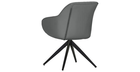 ARMLEHNSTUHL  Typenauswahl, Sitzfläche 360° drehbar, automatische Rückholfunktion  Echtleder  - Schwarz/Grau, Design, Leder/Metall (60/83/65cm) - Landscape