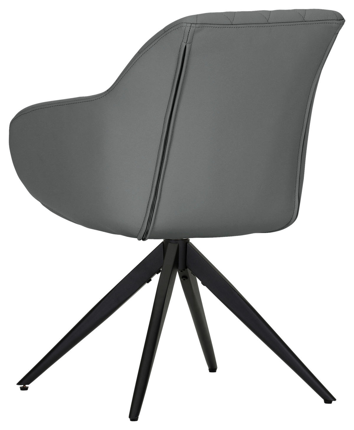 ARMLEHNSTUHL  in Echtleder pigmentiert  - Schwarz/Grau, Design, Leder/Metall (60/83/65cm) - Landscape