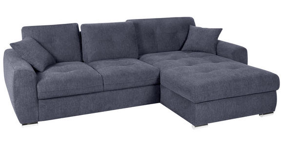 ECKSOFA in Mikrofaser Blau  - Chromfarben/Blau, MODERN, Kunststoff/Textil (276/193cm) - Hom`in