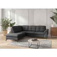 ECKSOFA in Vliesstoff Kombination Echtleder/Stoff Schwarz  212/244 cm  - Schwarz, MODERN, Leder/Textil (212/244cm) - Sit & More