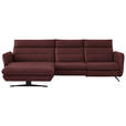 ECKSOFA in Echtleder Bordeaux  169/298 cm  - Bordeaux/Schwarz, Design, Leder/Metall (169/298cm) - Dieter Knoll